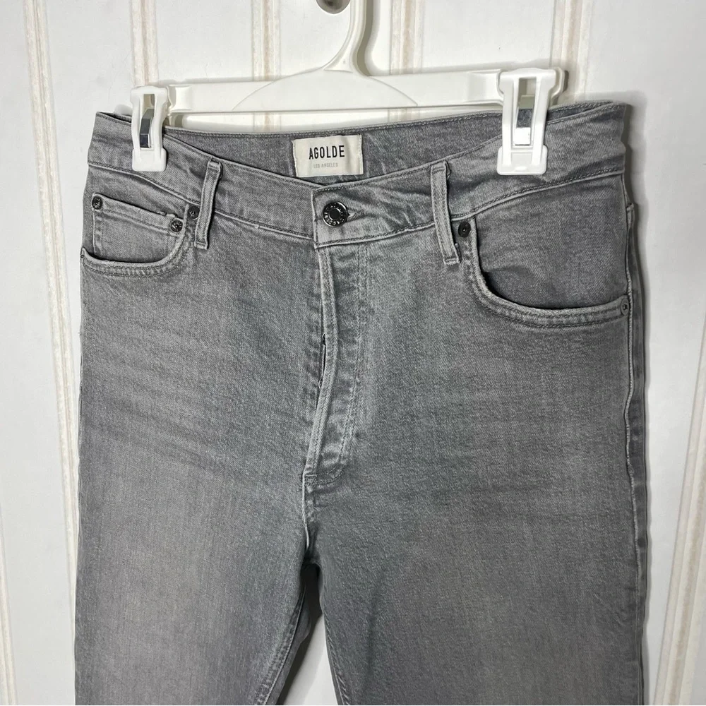 Agolde Nico High Rise Slim Jeans Grey Wash Denim Organic Cotton Ankle Women’s 28 - Picture 4 of 9